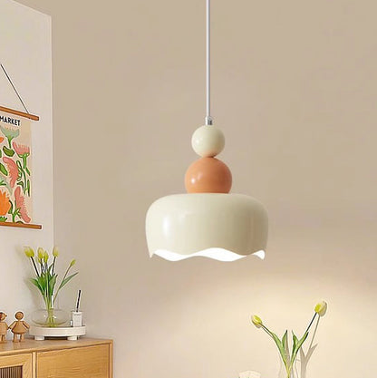 Modern Minimalist Cream-Toned Cake Shape Iron 1-Light Pendant Light For Bedroom