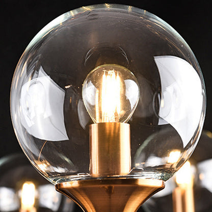 Modern Transitional Elegance Sphere Glass Iron 6/8 Light Chandelier For Living Room