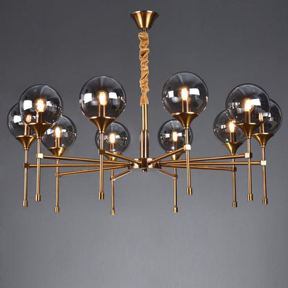 Modern Transitional Elegance Sphere Glass Iron 6/8 Light Chandelier For Living Room