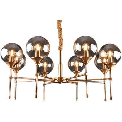 Modern Transitional Elegance Sphere Glass Iron 6/8 Light Chandelier For Living Room