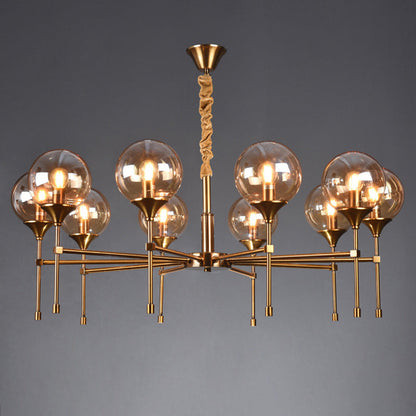 Modern Transitional Elegance Sphere Glass Iron 6/8 Light Chandelier For Living Room