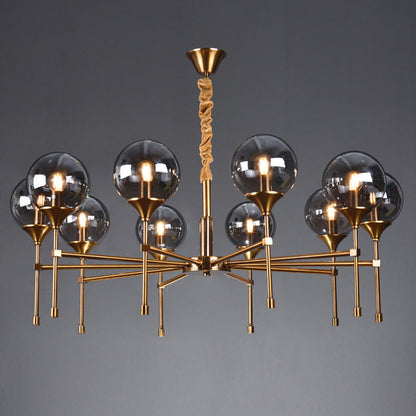 Modern Transitional Elegance Sphere Glass Iron 6/8 Light Chandelier For Living Room