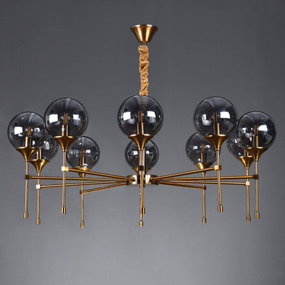 Modern Transitional Elegance Sphere Glass Iron 6/8 Light Chandelier For Living Room