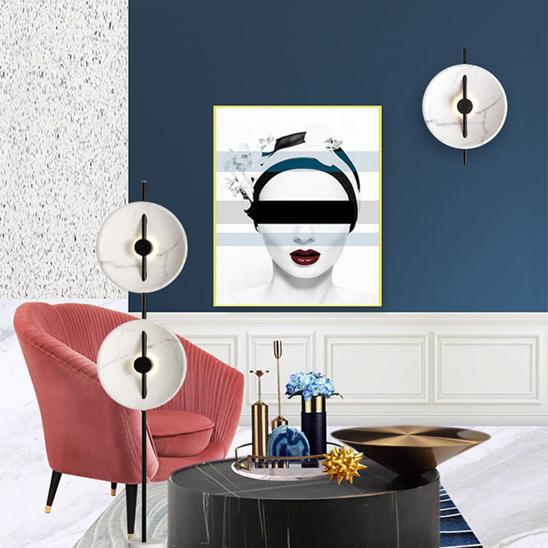 Contemporary Nordic Abstract Design Round Resin Metal LED Wall Sconce Lamp For Living Room