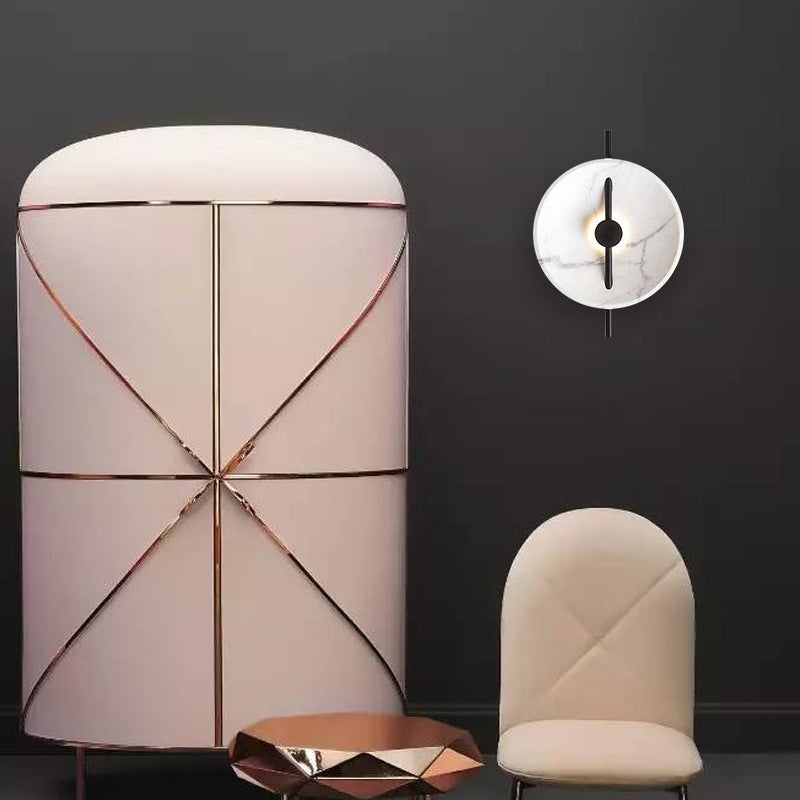 Contemporary Nordic Abstract Design Round Resin Metal LED Wall Sconce Lamp For Living Room