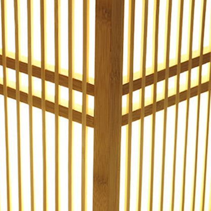 Traditional Japanese Tatami Box-shaped Bamboo 1-Light Table Lamp For Bedroom