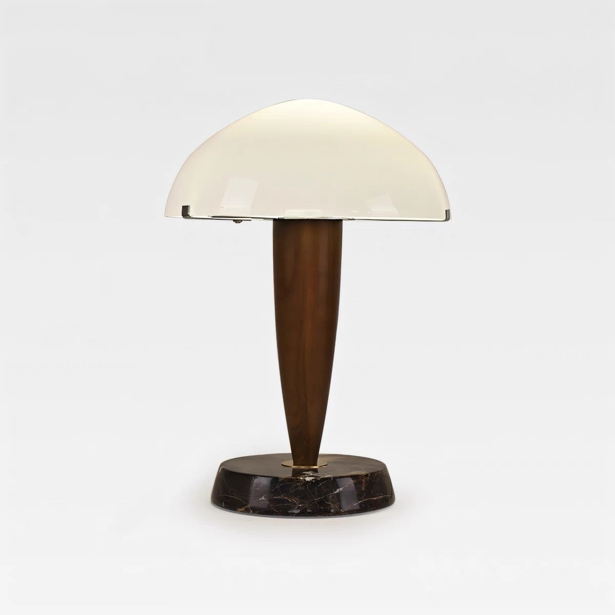 Traditional Vintage Wood Grain Mushroom-shaped Marble Ash Wood Glass 1-Light Table Lamp For Bedroom