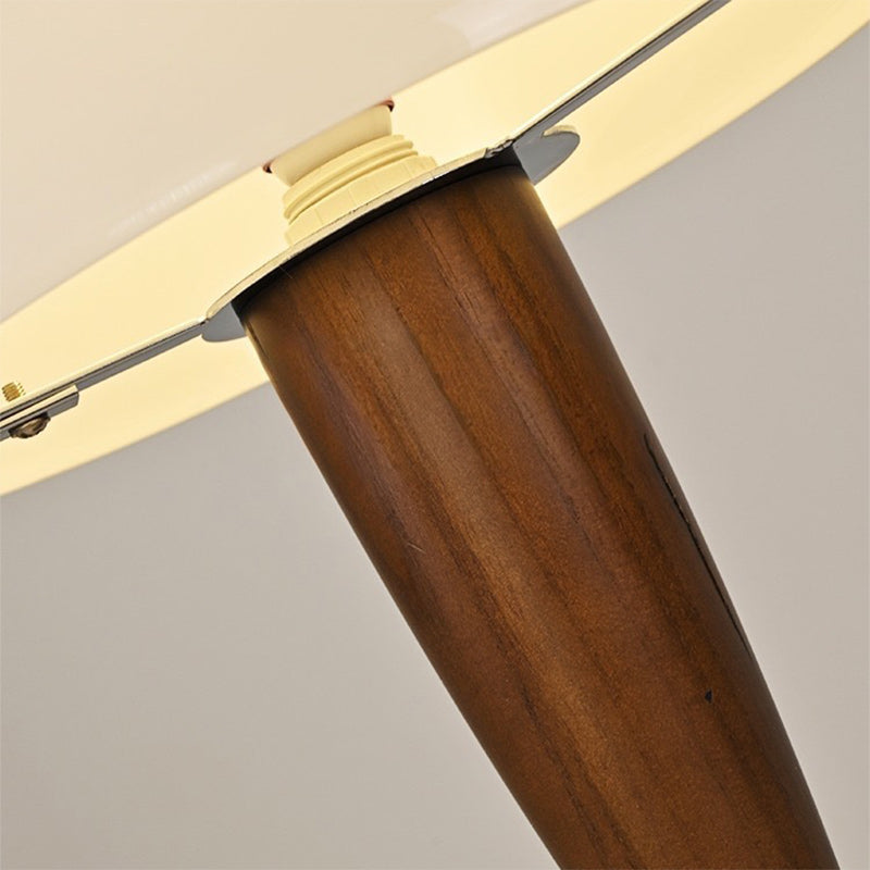 Traditional Vintage Wood Grain Mushroom-shaped Marble Ash Wood Glass 1-Light Table Lamp For Bedroom