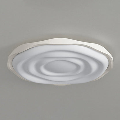 Modern Minimalist Cream-Toned Round Iron Acrylic Aluminum LED Flush Mount Ceiling Light For Bedroom