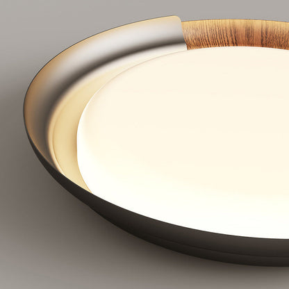 Modern Mid-Century Wabi-Sabi Round Iron Acrylic LED Flush Mount Ceiling Light For Bedroom