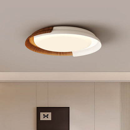 Modern Mid-Century Wabi-Sabi Round Iron Acrylic LED Flush Mount Ceiling Light For Bedroom