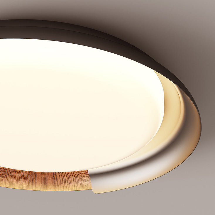 Modern Mid-Century Wabi-Sabi Round Iron Acrylic LED Flush Mount Ceiling Light For Bedroom