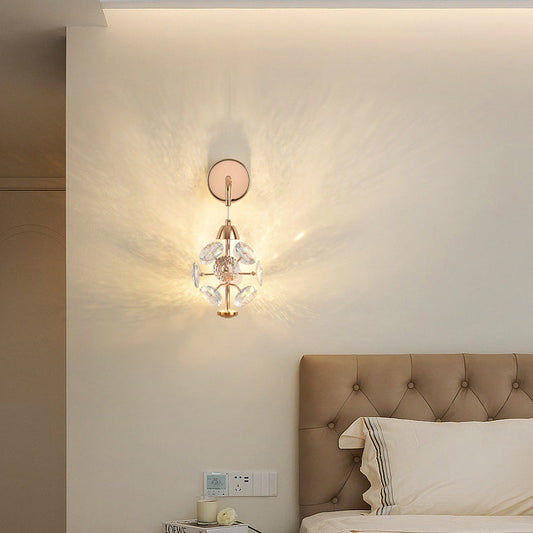Modern Luxury Elegant Diamond Iron Crystal LED Wall Sconce Lamp For Living Room