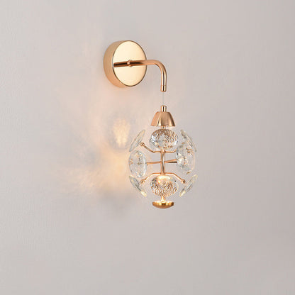 Modern Luxury Elegant Diamond Iron Crystal LED Wall Sconce Lamp For Living Room
