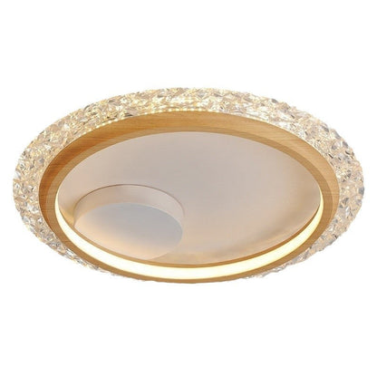 Modern Mid-Century Wabi-Sabi Round Crystal Aluminum Iron LED Flush Mount Ceiling Light For Bedroom