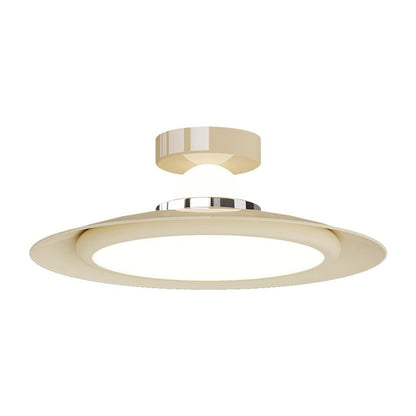 Modern Transitional Cream-Toned Flying Saucer Acrylic Shade Iron LED Semi-Flush Mount Ceiling Light For Bedroom