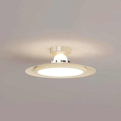 Modern Transitional Cream-Toned Flying Saucer Acrylic Shade Iron LED Semi-Flush Mount Ceiling Light For Bedroom