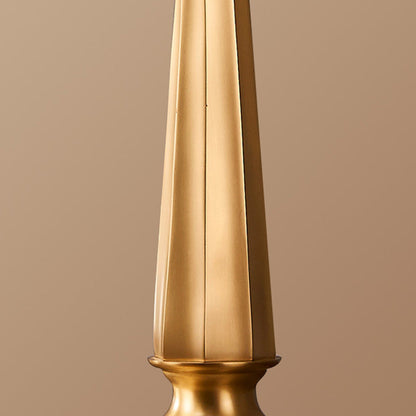 Traditional Farmhouse Tapered Fabric Shade Solid Brass Base 1-Light Table Lamp For Bedroom