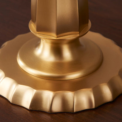 Traditional Farmhouse Tapered Fabric Shade Solid Brass Base 1-Light Table Lamp For Bedroom