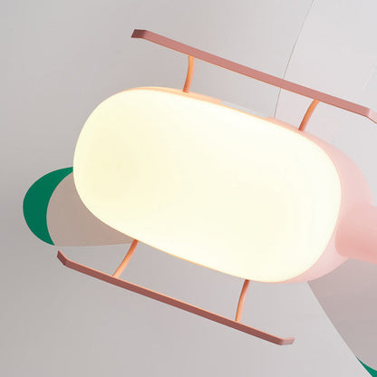 Modern Minimalist Kids Cartoon Airplane Semi-Flush Mount Ceiling Fan Light Iron Acrylic For Children's Room