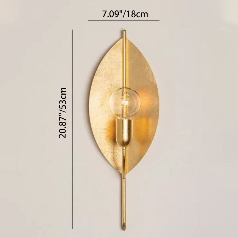 Modern Art Deco Gold Leaf Iron Wall Sconce Lamp 1-Light For Living Room