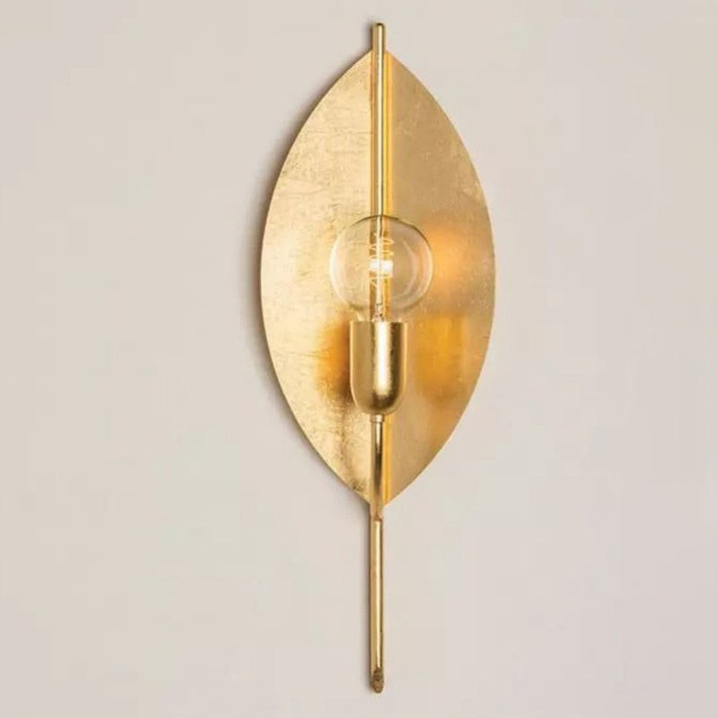 Modern Art Deco Gold Leaf Iron Wall Sconce Lamp 1-Light For Living Room