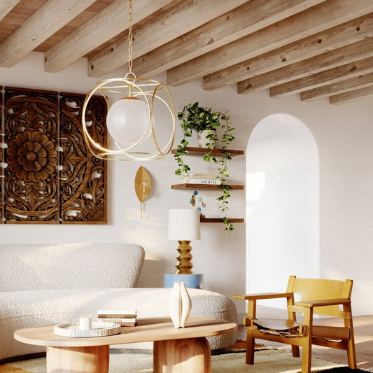 Modern Art Deco Gold Leaf Iron Wall Sconce Lamp 1-Light For Living Room