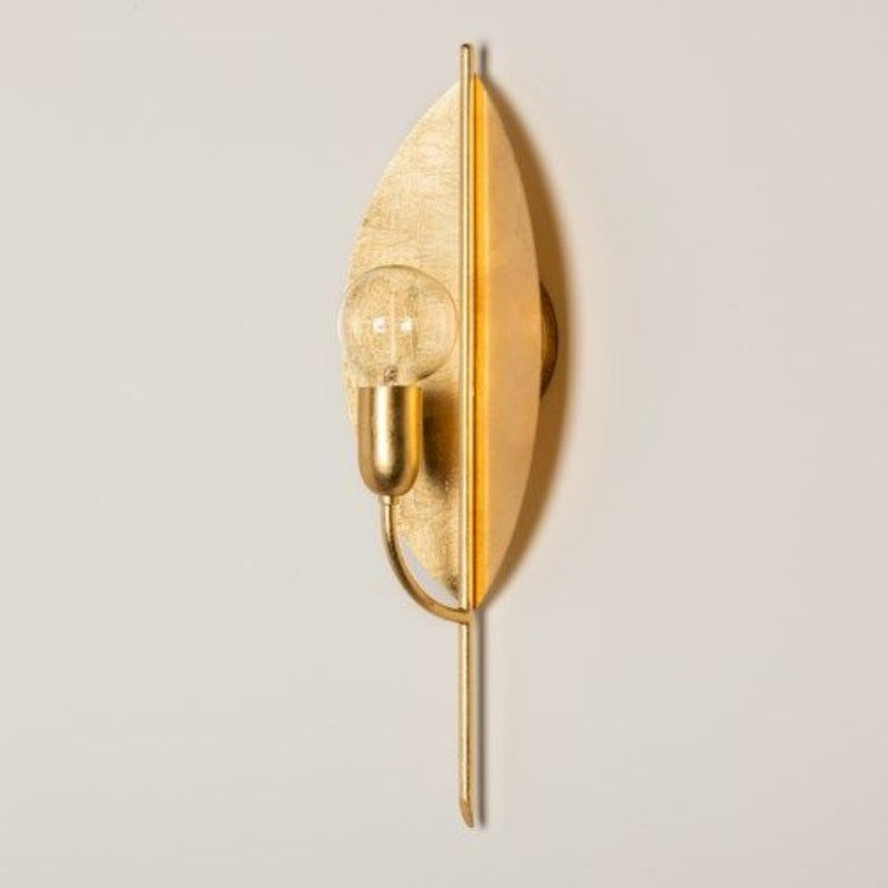 Modern Art Deco Gold Leaf Iron Wall Sconce Lamp 1-Light For Living Room