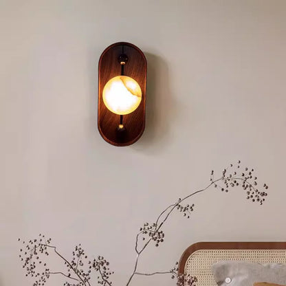寝室用、伝統的なヴィンテージオーバルアイアンナチュラルマーブルLEDウォールスコンスランプ