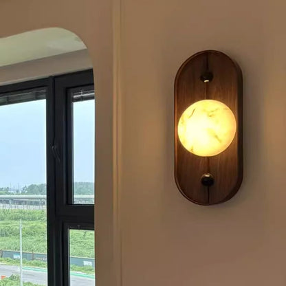 寝室用、伝統的なヴィンテージオーバルアイアンナチュラルマーブルLEDウォールスコンスランプ