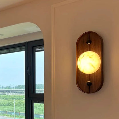 寝室用、伝統的なヴィンテージオーバルアイアンナチュラルマーブルLEDウォールスコンスランプ