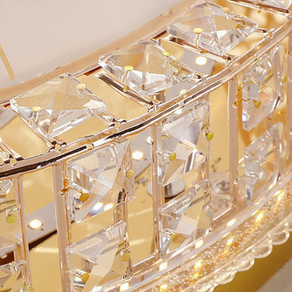 Modern Luxury Round Crystal Glass Acrylic Metal LED Flush Mount Ceiling Light For Bedroom