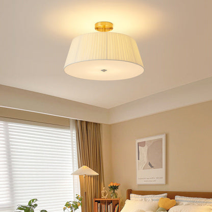 Contemporary Scandinavian Tapered Fabric Shade Iron Acrylic 3/5 Light Semi-Flush Mount Ceiling Light For Bedroom