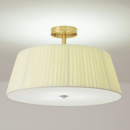 Contemporary Scandinavian Tapered Fabric Shade Iron Acrylic 3/5 Light Semi-Flush Mount Ceiling Light For Bedroom