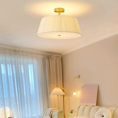 Contemporary Scandinavian Tapered Fabric Shade Iron Acrylic 3/5 Light Semi-Flush Mount Ceiling Light For Bedroom