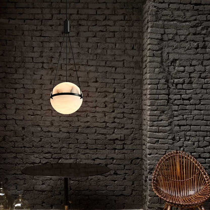 مصباح LED كروي نحاسي رخامي بتصميم آرت ديكو عصري لغرفة النوم 