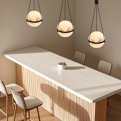 مصباح LED كروي نحاسي رخامي بتصميم آرت ديكو عصري لغرفة النوم 