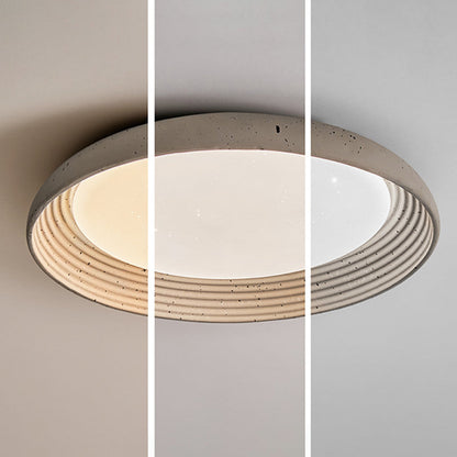Contemporary Industrial Cement Gray Round Iron PVC LED Flush Mount Ceiling Light For Bedroom