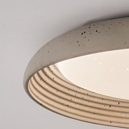 Contemporary Industrial Cement Gray Round Iron PVC LED Flush Mount Ceiling Light For Bedroom