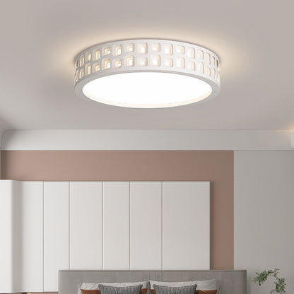 Modern Minimalist Round Iron PVC LED Flush Mount Ceiling Light For Bedroom