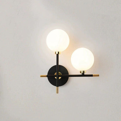 Contemporary Creative Spherical Iron Glass 2-Light Wall Sconce Lamp For Living Room