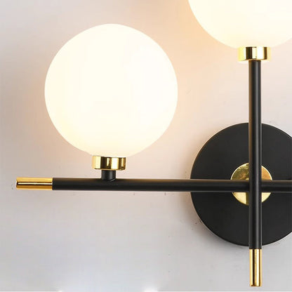 Contemporary Creative Spherical Iron Glass 2-Light Wall Sconce Lamp For Living Room