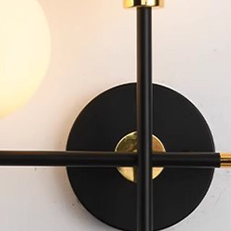 Contemporary Creative Spherical Iron Glass 2-Light Wall Sconce Lamp For Living Room