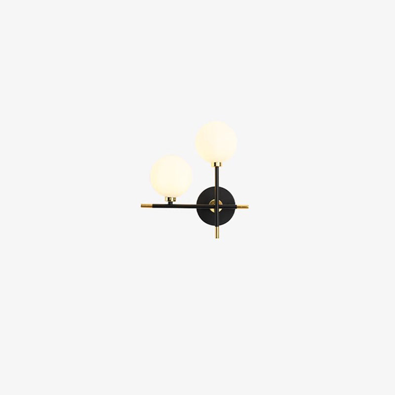 Contemporary Creative Spherical Iron Glass 2-Light Wall Sconce Lamp For Living Room
