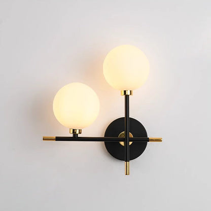 Contemporary Creative Spherical Iron Glass 2-Light Wall Sconce Lamp For Living Room