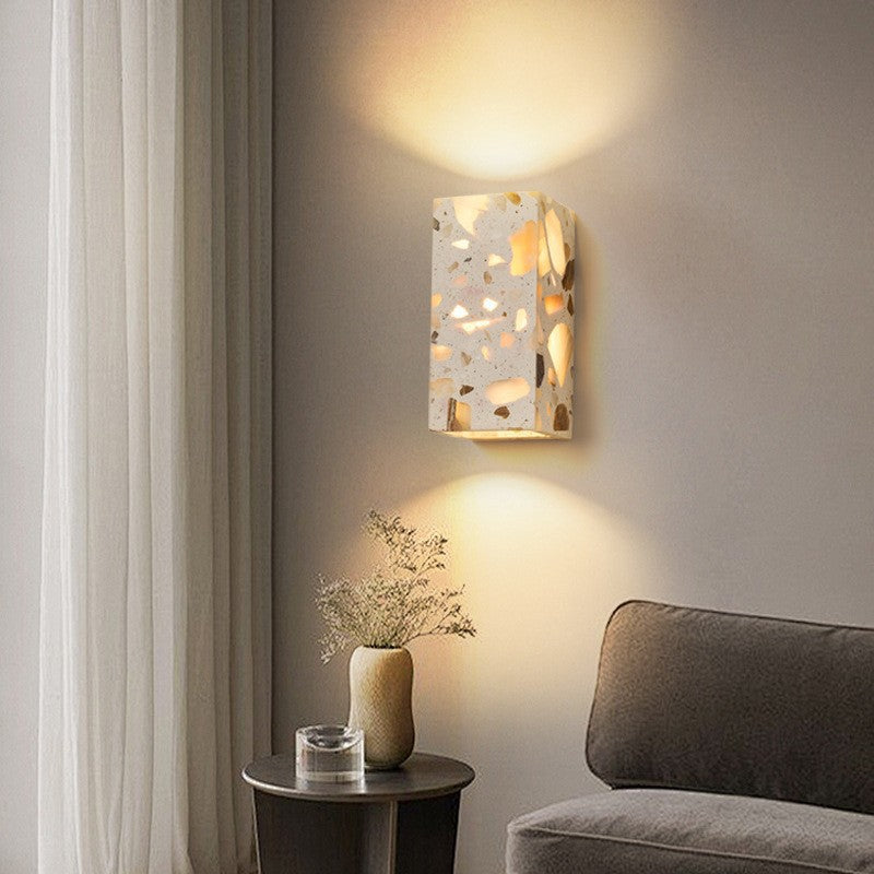 Contemporary Scandinavian Square Translucent Stone LED Wall Sconce Lamp For Bedroom