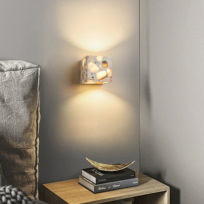 Contemporary Scandinavian Square Translucent Stone LED Wall Sconce Lamp For Bedroom