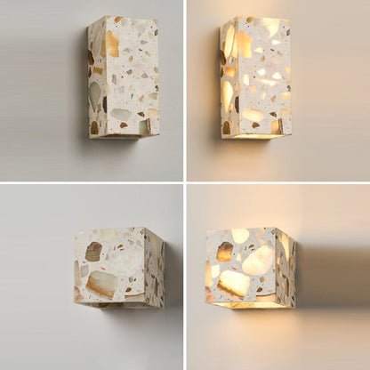Contemporary Scandinavian Square Translucent Stone LED Wall Sconce Lamp For Bedroom
