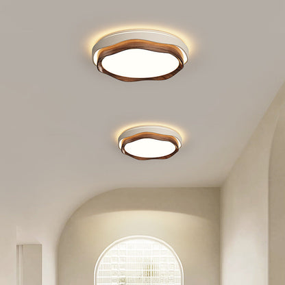 Modern Minimalist Cream-Toned Round Iron PE LED Flush Mount Ceiling Light For Bedroom