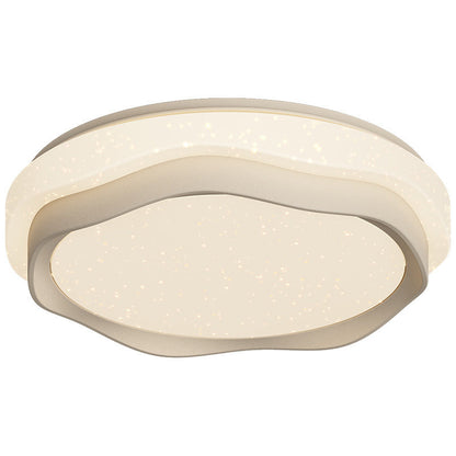Modern Minimalist Cream-Toned Round Iron PE LED Flush Mount Ceiling Light For Bedroom